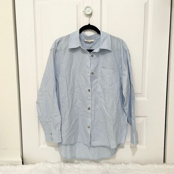 Women By Together Button Down Shirt with Pocket in Light Blue Size Small - Picture 1 of 7